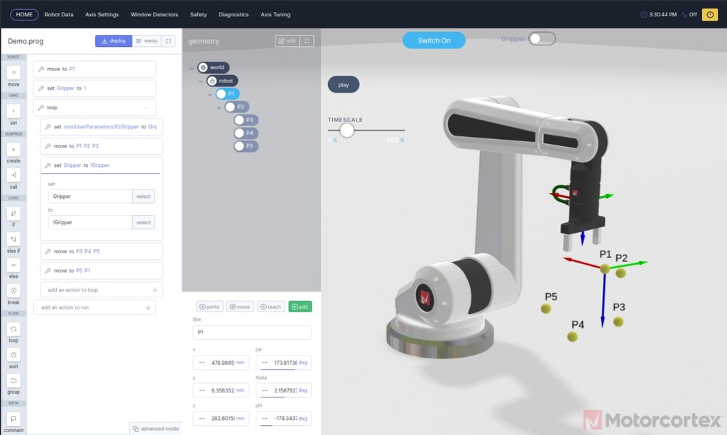 MOTORCORTEX MCX - Manipulator (Robot Arm) Control App 